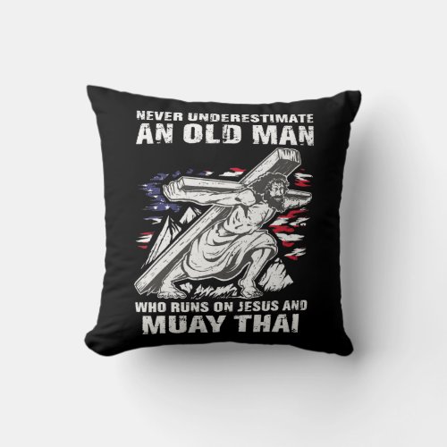 Mens Muay Thai Dad Christian Mixed Martial Arts Throw Pillow