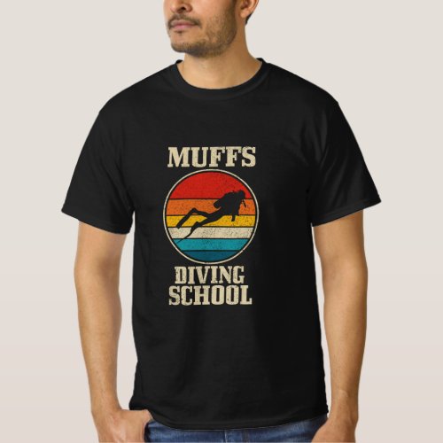 Mens Muffs Diving School Vintage Funny Scuba Diver T_Shirt