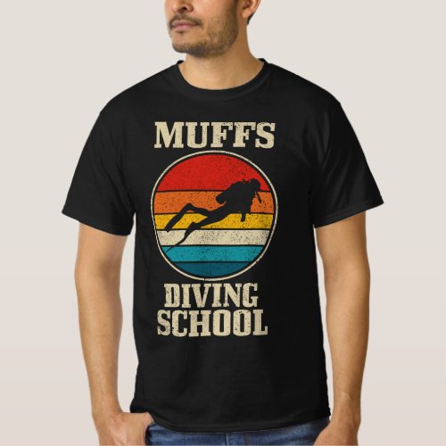 Mens Muffs Diving School Vintage Funny Scuba Diver T_Shirt