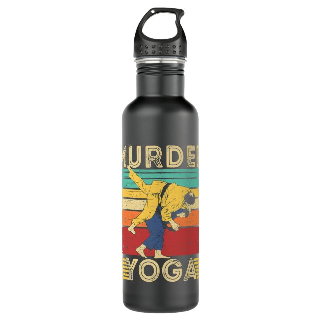 Mens Murder Yoga Judo BJJ Brazilian Jiu Jitsu MMA  Stainless Steel Water Bottle (Front)