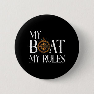 Mens My Boat My Rules Ship's Wheel Captain Nautica Button