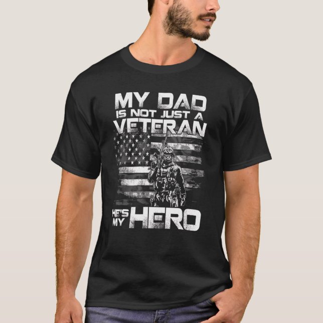 Mens My Dad Veteran My Hero Veteran Support  Fathe T-Shirt (Front)