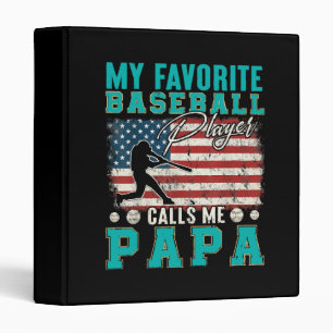 Mens My Favorite Baseball Player Calls Me Papa 3 Ring Binder