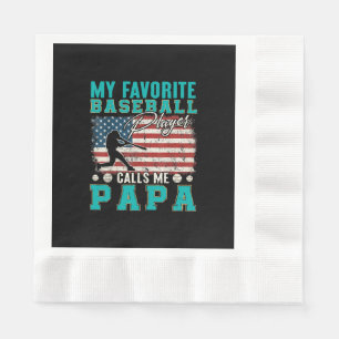 Mens My Favorite Baseball Player Calls Me Papa Napkins