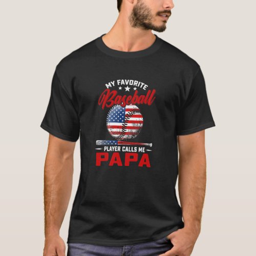 Mens My Favorite Baseball Player Calls Me Papa Shi T_Shirt