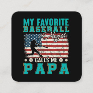 Mens My Favorite Baseball Player Calls Me Papa Square Business Card