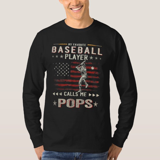 Mens My Favorite Baseball Player Calls Me Pops Ame T-Shirt (Front)