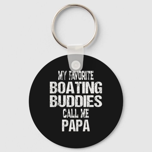 Mens My Favorite Boating Buddies Call Me Papa Fath Keychain (Front)