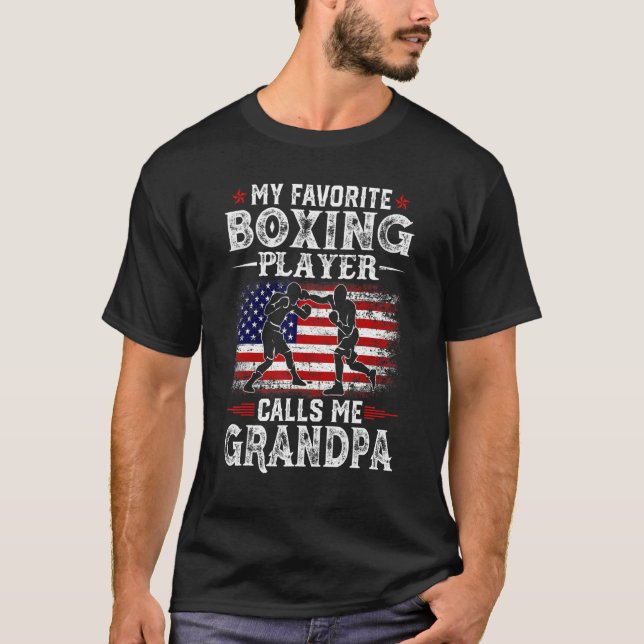 Mens My Favorite Boxing Player Calls Me Grandpa Us T-Shirt (Front)