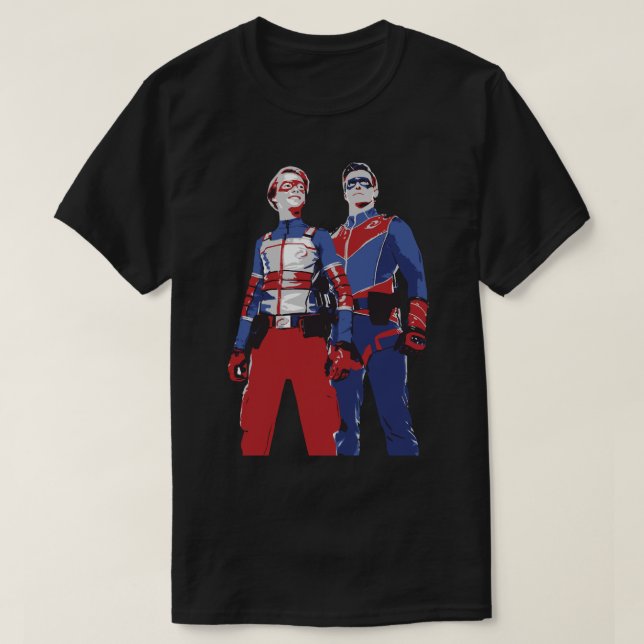 Mens My Favorite Captain Man And Kid Danger Linear T-Shirt (Design Front)