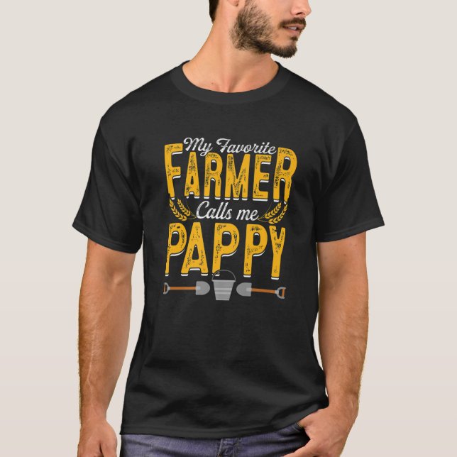 Mens My Favorite Farmer Calls Me Pappy Farming Pap T-Shirt (Front)