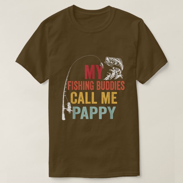 Mens My Favorite Fishing Buddies Call Me Pappy Fis T-Shirt (Design Front)