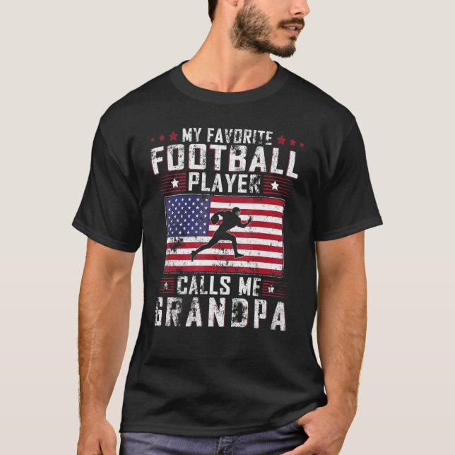 Mens My Favorite Football Player Calls Me Grandpa  T-Shirt (Front)