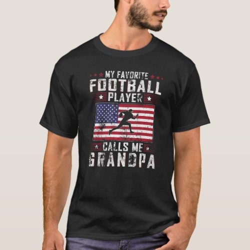 Mens My Favorite Football Player Calls Me Grandpa  T_Shirt