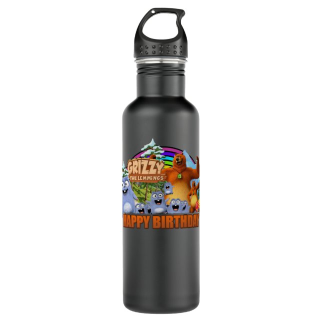 Mens My Favorite Grizzy And Lemmings Funny Kids Gi Stainless Steel Water Bottle (Front)
