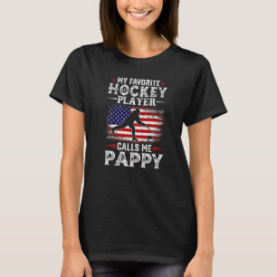 Mens My Favorite Hockey Player Calls Me Pappy Usa T-Shirt