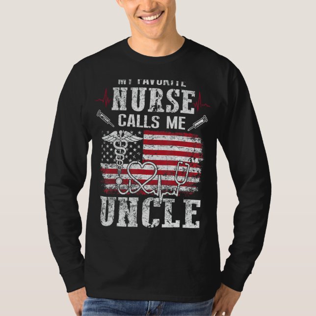 Mens My Favorite Nurse Calls Me Uncle Fathers Day T-Shirt (Front)