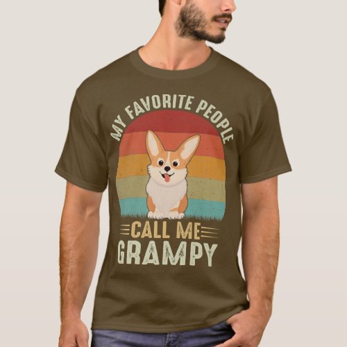 Mens My Favorite People Call Me Grampy Cute Corgi  T_Shirt