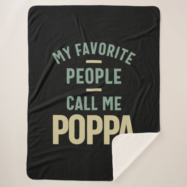 Mens My Favorite People Call Me Poppa Sherpa Blanket (Front)