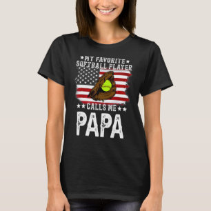 Mens My Favorite Player Calls Me Papa Softball Vin T-Shirt