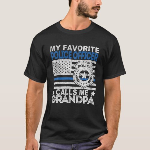 Mens My Favorite Police Officer Calls Me Grandpa T T_Shirt