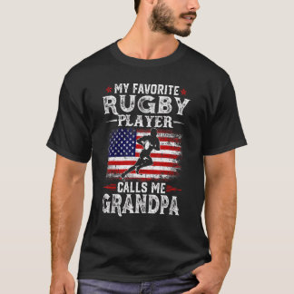 Mens My Favorite Rugby Player Calls Me Grandpa Usa T-Shirt