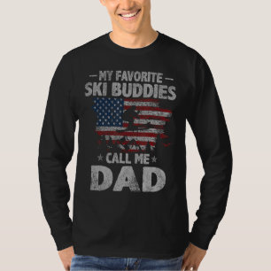 Mens My Favorite Ski Buddies Call Me Dad Skiing Fa T-Shirt