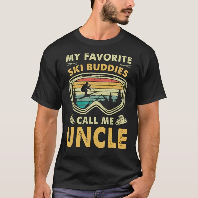 Mens My Favorite Ski Buddies Call Me Uncle T-Shirt (Front)