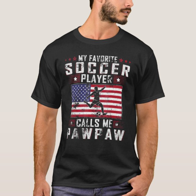 Mens My Favorite Soccer Player Calls Me Pawpaw Fat T-Shirt (Front)