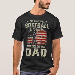 Mens My Favorite Softball Player Calls Me Dad Vint T-Shirt