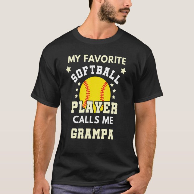 Mens My Favorite Softball Player Calls Me Grampa B T-Shirt (Front)