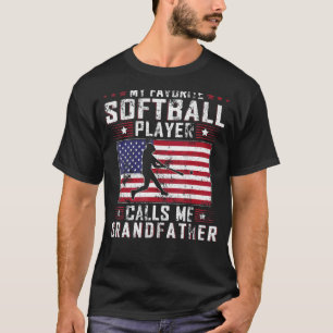 Mens My Favorite Softball Player Calls Me Grandfat T-Shirt