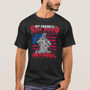 Mens My Favorite Soldier Calls Me Peepaw US Flag M T-Shirt