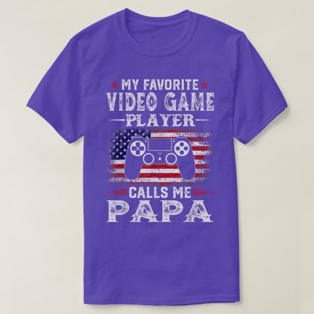 Mens My Favorite Video Game Player Calls Me Papa U T-Shirt (Design Front)
