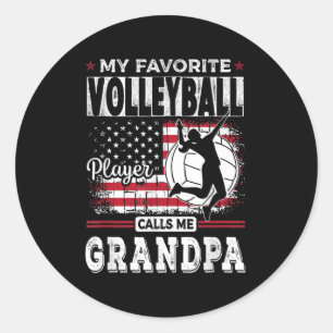 Mens My Favorite Volleyball Player Calls Me Grandp Classic Round Sticker