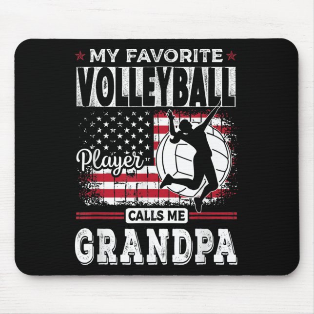 Mens My Favorite Volleyball Player Calls Me Grandp Mouse Pad (Front)