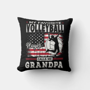 Mens My Favorite Volleyball Player Calls Me Grandp Throw Pillow