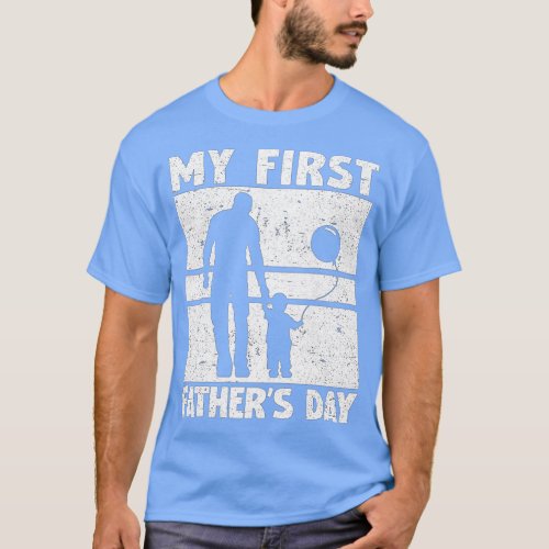 Mens My First Fathers Day Vintage New Daddy Joke  T_Shirt