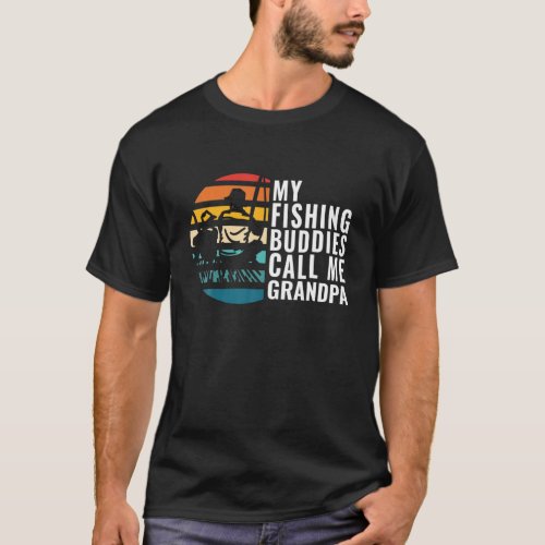 Mens My Fishing Buddies Call Me Grandpa Fisherman T_Shirt
