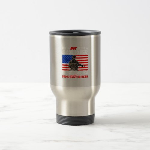 Mens My Grandson Is A Soldier Proud Army Grandpa Travel Mug