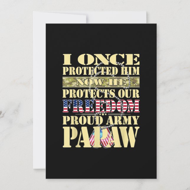Mens My Grandson Is A Soldier Proud Army Papaw Invitation (Front)