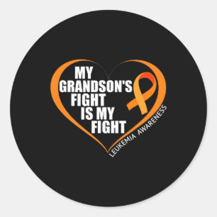 Mens My Grandson's Fight Is My Fight Leukemia Awar Classic Round Sticker