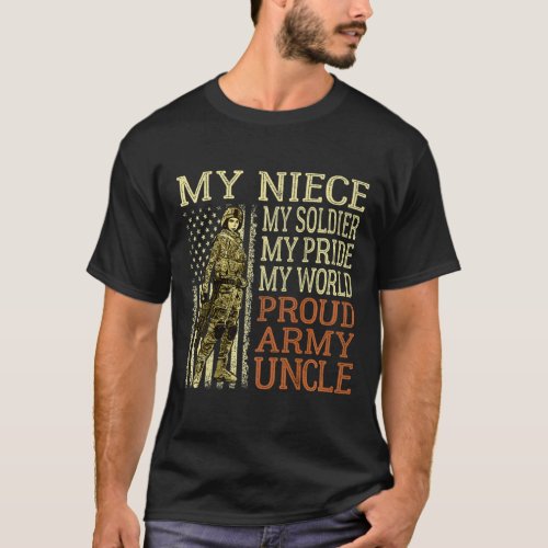 Mens My Niece My Soldier Hero _ Proud Army Uncle M T_Shirt