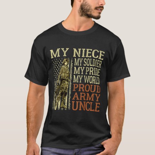 Mens My Niece My Soldier Hero _ Proud Army Uncle M T_Shirt