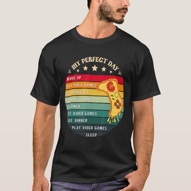 Mens My Perfect Day Video Games   Gaming T-Shirt (Front)