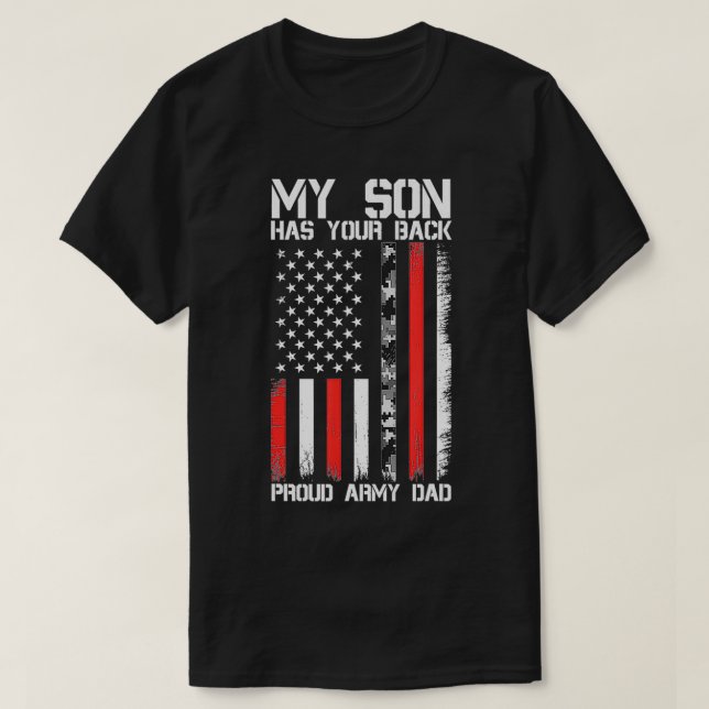 Mens My Son Has Your Back Proud Army Dad Military  T-Shirt (Design Front)