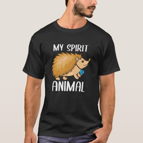 Mens My Spirit Animal Hedgehog I Love Dad Heart Va T_Shirt