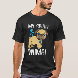 Mens My Spirit Animal Pug Dog I Love Dad Heart Val T-Shirt