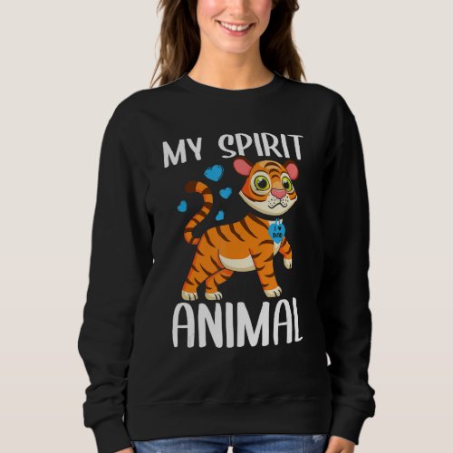 Mens My Spirit Animal Tiger I Love Dad Heart Valen Sweatshirt