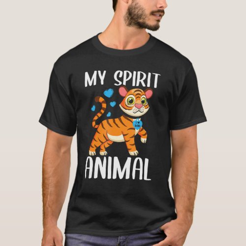 Mens My Spirit Animal Tiger I Love Dad Heart Valen T_Shirt